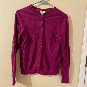 J Crew Magenta Button Down Cardigan